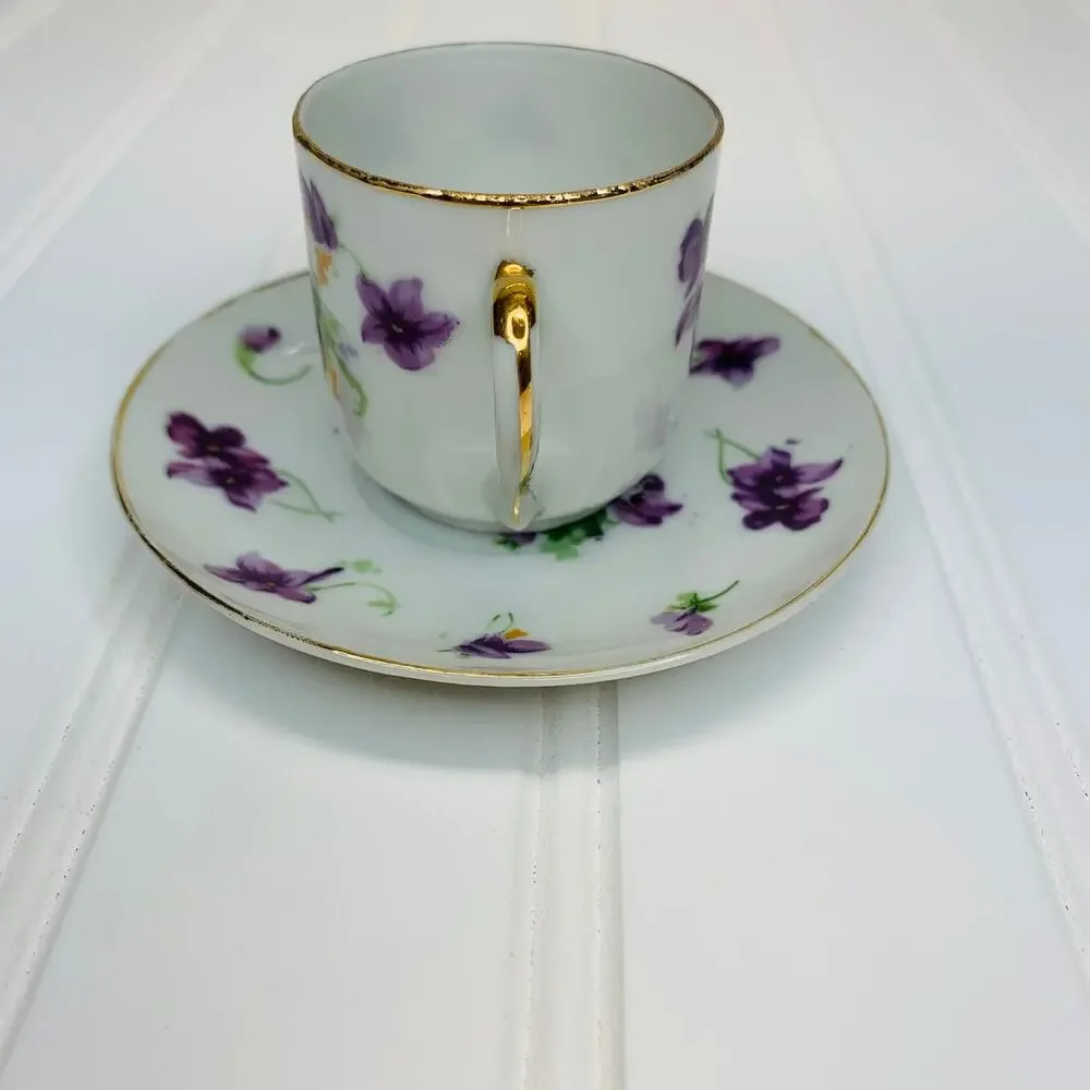 Norcrest Purple Floral Demitasse Cup 2